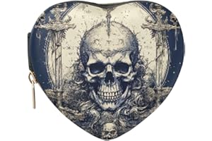 WOIWB Jewelry Box Case Gothic Style Skull Print, PU Leather Zipper Closure Compact Portable 1 Pack