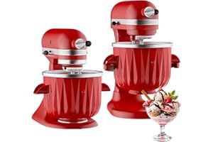InnoMoon Ice Cream Maker Attachment for KitchenAid Stand Mixer, Compatible for Kitchenaid 4.5QT/5QT/6QT/7QT Stand Mixer, 2-Quart Frozen Yogurt, Sorbet Gelato Maker, Kitchen aid Ice Cream Maker (Red)