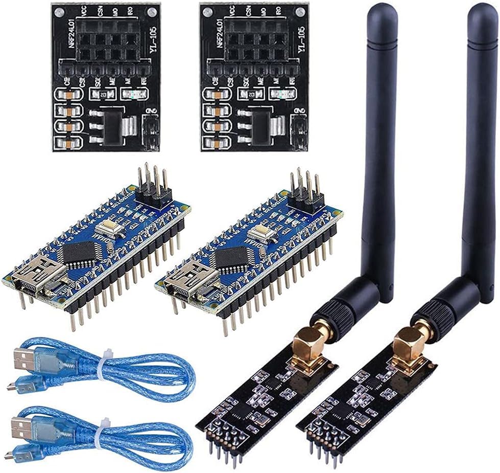 zalati Wireless Transceiver Receiver 2 Sets NRF24L01+PA+LNA RF Module with SMA Antenna 2.4 GHz 1100m + NRF24L01 Regulator + Board Wireless Communication System