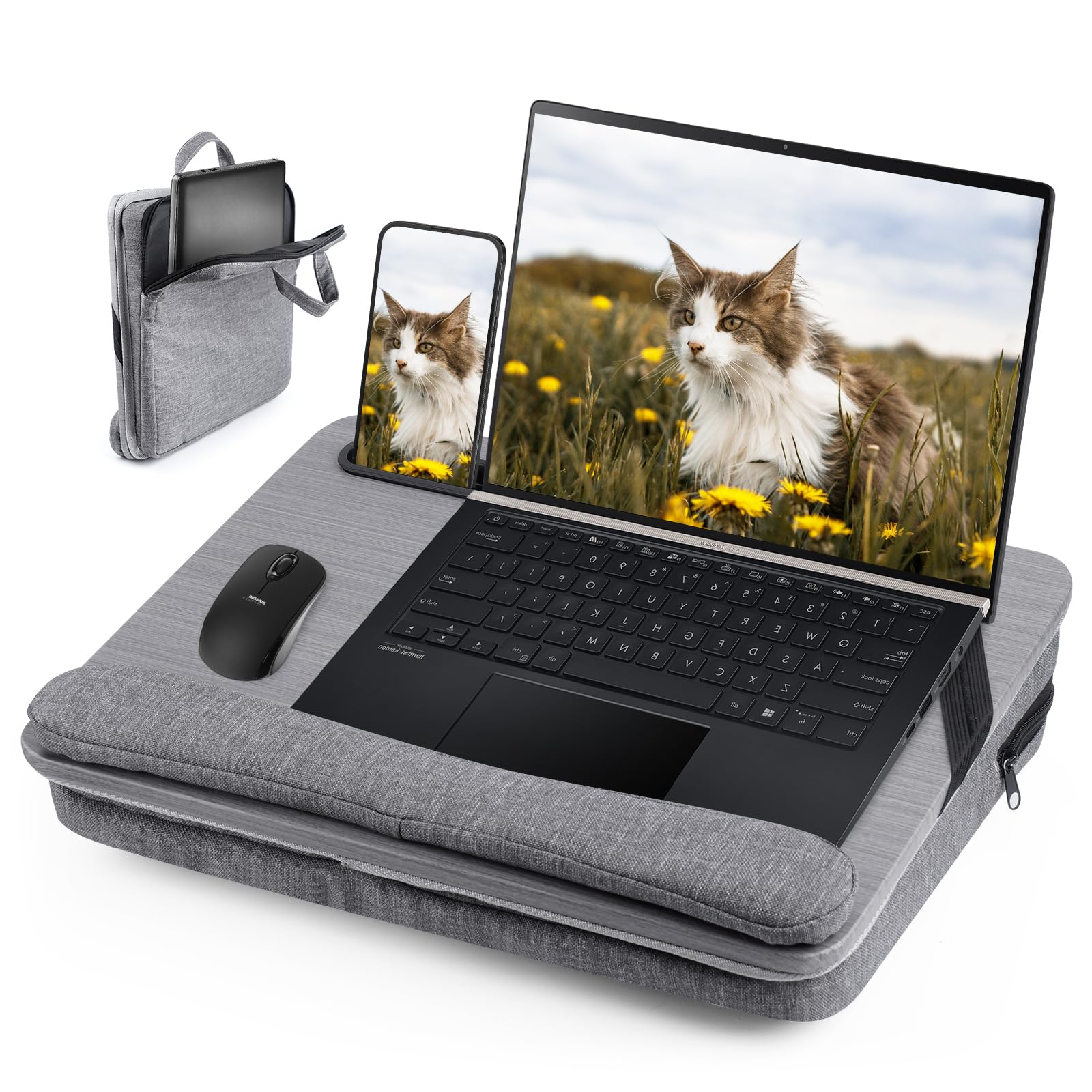 Photo 1 of Cloudtrip Portable Lap Desk with Cushion and Storage Bag - 15.6 in Laptop Storage Home Office Workstation for Couch or Bed, Computer Laptop Stand