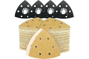 AOZZY 124PCS Replacement for Milwaukee Oscillating Tool Detail Sanding Pads 93mm Multi Tool Finger Sandpapers-a Range of Grits Available Uesd for Sand Door Frame Old Furniture etc Not Starlock Compatible