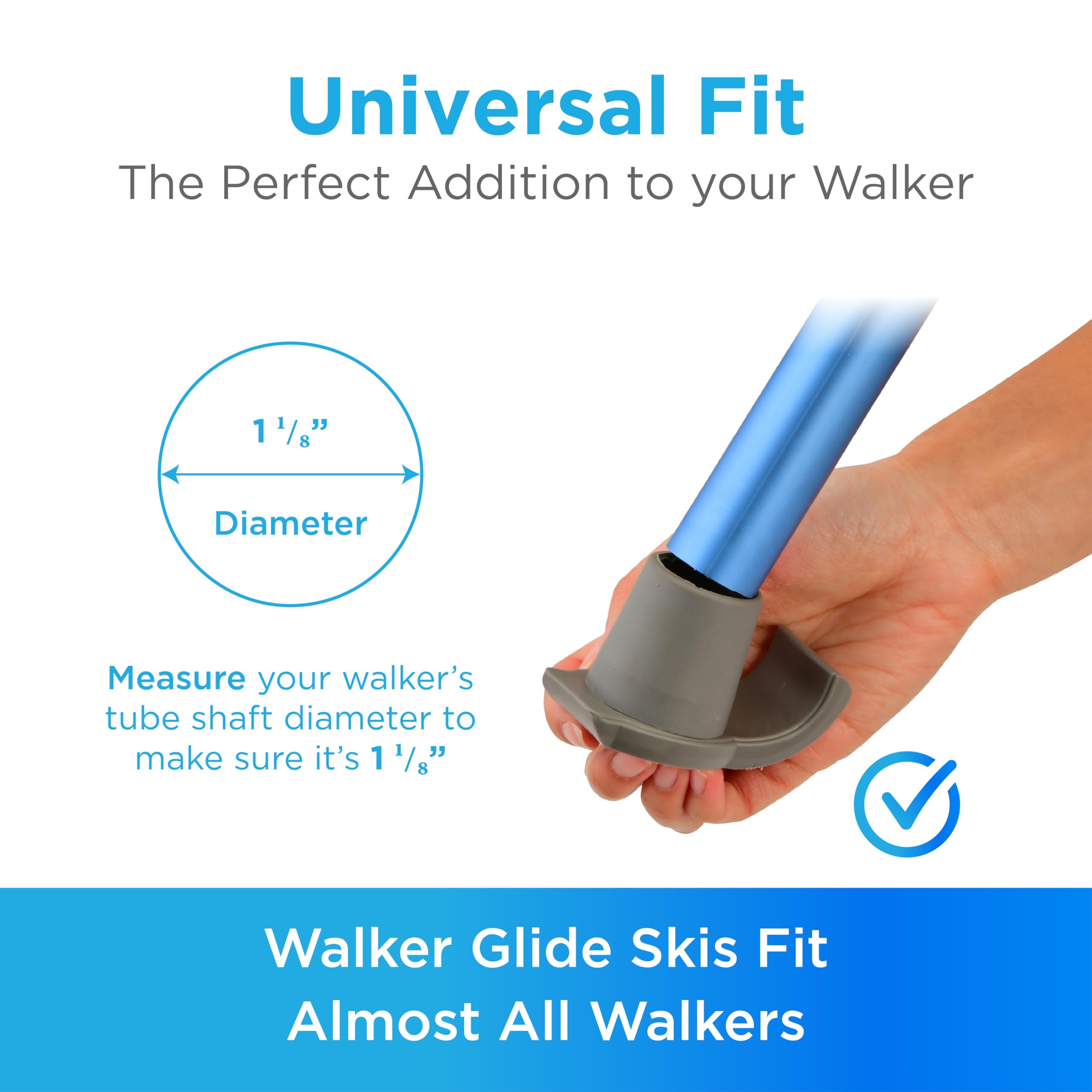 NOVA Medical Products Walker Glide Skis, Universal Fit, One Pair, Gray, 2 Count (Pack of 1)