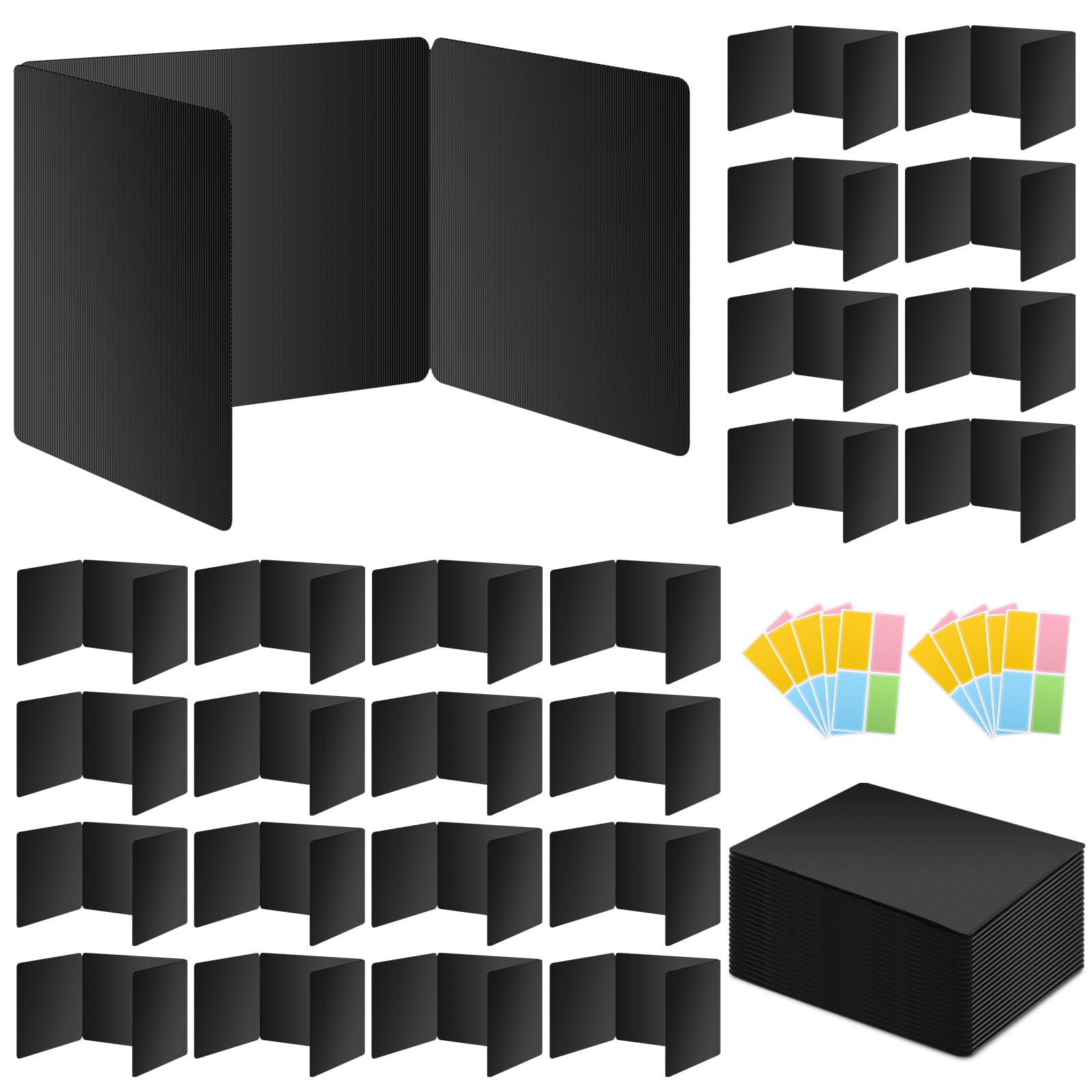 Photo 1 of 24 Pack Black Desk Dividers for Students, Privacy Shields Folder for Students, Durable & Waterproof Plastic Study Board, Classroom Teacher Supplies Test Divider, Includes 40pcs Extra Labels