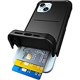 Scooch for iPhone 15 Plus Case with Card Holder, Wingmate Wallet Case with Hidden Card Slot and RFID Protection for up to 4 Cards, 10-Foot Drop Protection, Black