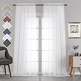 Chyhomenyc Extra Long White Sheer Curtains 120 Inches Long 2 Panels Set, Voile Window Drapes for Wedding Arch/Birthday Party/