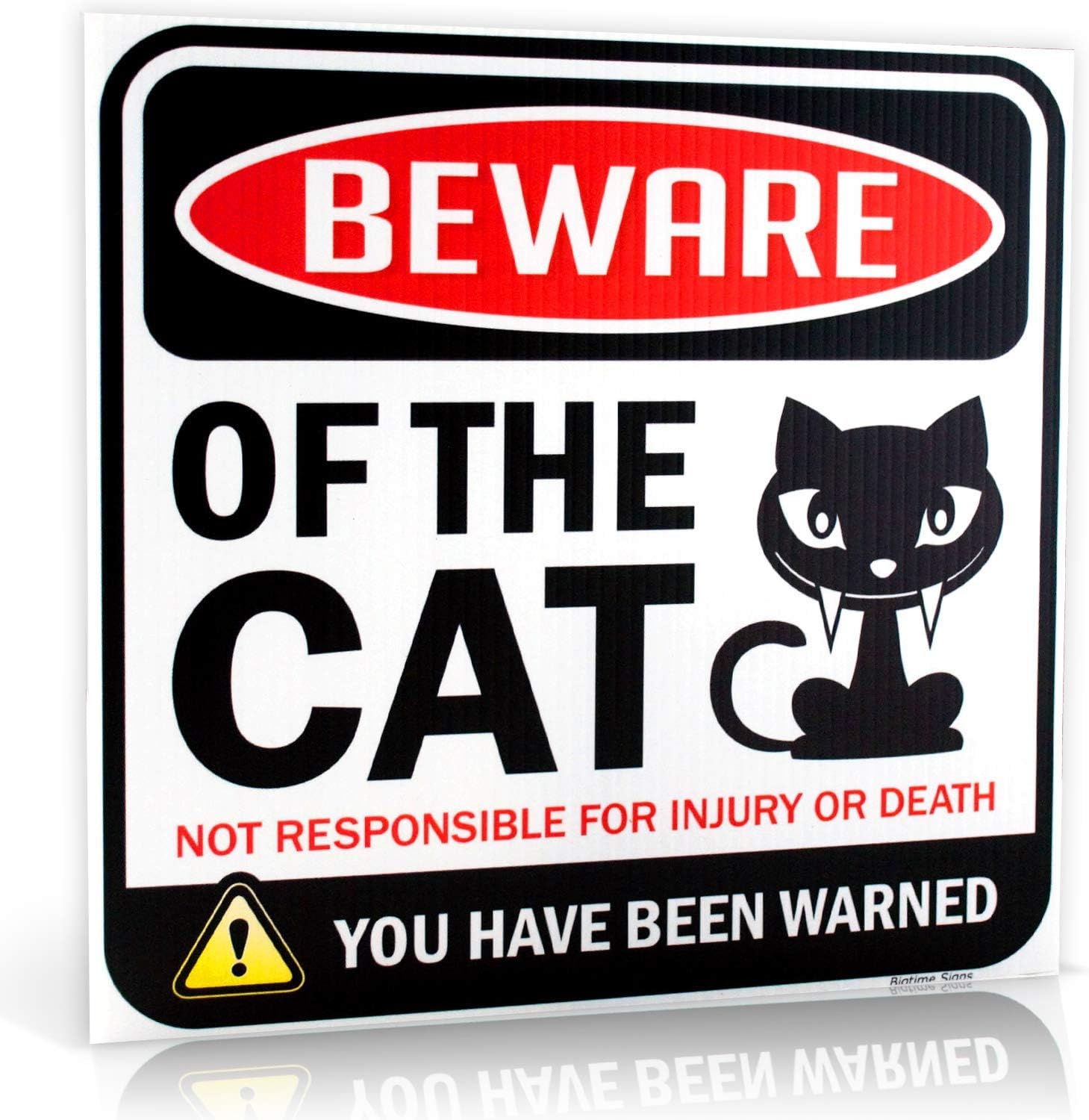 Yard Signs - Bigtime Signs Cat Sign - Beware of Cat - Cat Decor Funny Gag Gifts for Window, Office, Bedroom Decor - Funny Cat Gifts for Indoor or Outdoor use - Best Cat Gifts For Cat Lovers and Cat Decorations