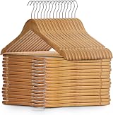 KEPLIN Strong Walnut Wood Hangers with 360° Hook, Round Trousers Bar, Notches view 4