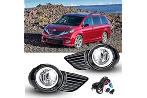 TOPSCOPE Fog Lights Replacement Compatiable with Toyota Sienna 2011 2012 2013 2014 2015 2016 2017 with Bulbs and Wiring Harness for Passenger Driver Side Fog Lamps with Clear Lens
