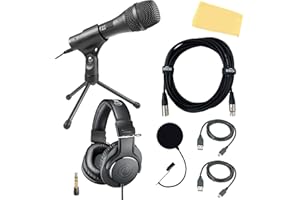 Audio-Technica Education Pack with AT2005USB USB/XLR Microphone, ATH-M20x Headphones, Stand Clamp, Tripod Stand, USB-A and US