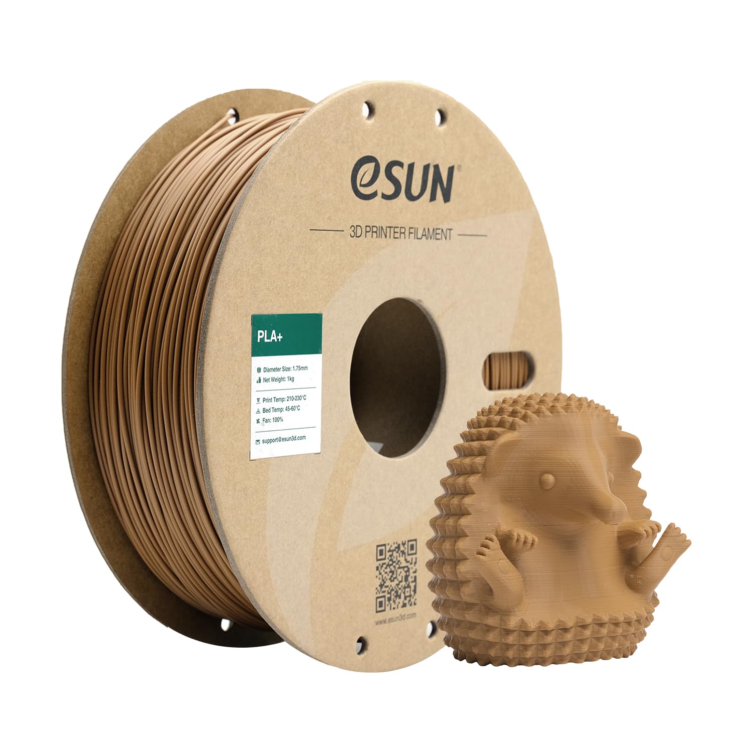 eSUN PLA+ Filament 1.75mm, Enhanced Toughness 3D Printer Filament PLA Plus, Dimensional Accuracy +/- 0.03mm, 1KG Spool (2.2 LBS) 3D Printing Filament for 3D Printers, Light Brown — image 1