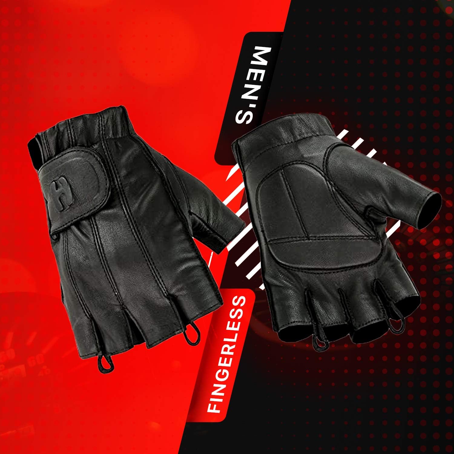 Hugger Full Finger Fingerless Black Deer Soft Leather Gloves w/Gel Padded Palms - Driving, Motorcycle Riding, Police, Outdoor