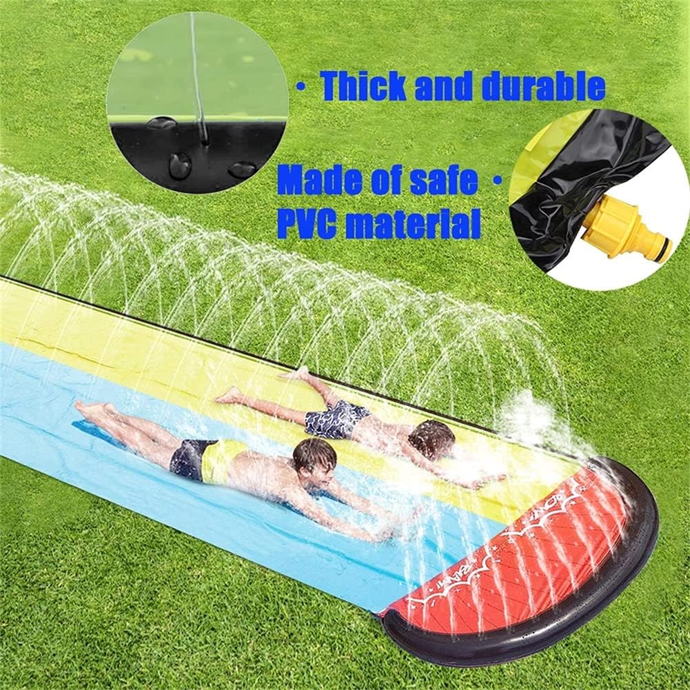 UMEELR Lawn Water Slip and Slide Toys, Double Race Lanes Slip Slide with 2 Splash Sprinkler Inflatable Crash Pad for Kids Boys Girls Summer Garden Backyard Swimming Pool Outdoor Water Toys, 16FT: Toys & Games