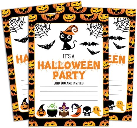 Amazon Co Jp Darling Souvenir 白 ハロウィン 招待状 28枚 空白の招待状 印刷可能なパーティー用品 ホーム キッチン