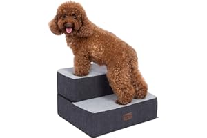 Pettycare Dog Stairs for Small Dogs, Stitching Foam Pet Steps Extra Wide for High Beds Sofas and Chairs, DIY Pet Stairs Anti-Skid Folding Dog Steps for Large Dog and Cats,2 Step, Grey