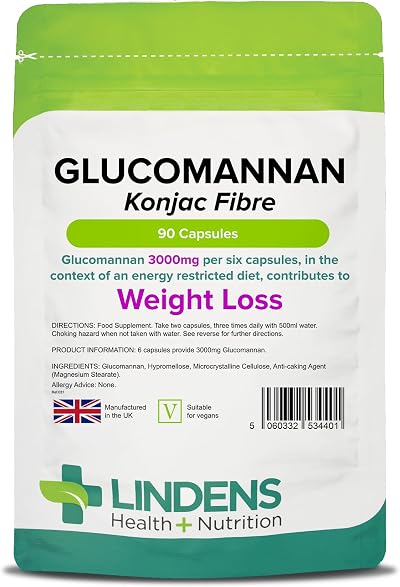 Lindens Glucomannan Konjac 3000mg Capsules 90 Pack Weight Loss Aid