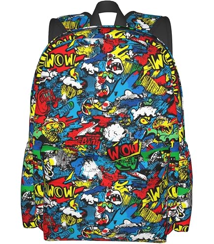 JHKKU Kids Retro 80s 90s Backpack for Boys Girls School Bags | Elementary Middle, Travel Daypack Lightweight Waterproof with Reflective Strip