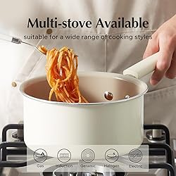 Redchef Ceramic Nonstick Saucepan with Lid, 3QT