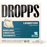 Dropps Odor &amp; Stain Laundry Detergent Pods, Crisp Breeze (64 Count) - Powerful Laundry Pods | Complete Clean Laundry Soap | Fights Odors &amp; Stains | Clean Ingredients | Plastic Free Packaging