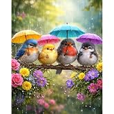 PHANTASYART Cute Birds Paint by Numbers Kit for Adults 16x20inch | Birds Umbrella Paint by Number Adult, Painting by Numbers for Adults, DIY Acrylic Adult Paint by Number Kits on Canvas