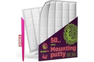 GreenFix Mounting Putty 50PCs White - Removable Non Marking Sticky Tack for Wall Hanging Picture Frames Posters Crafts - Tacky Putty Mounting Squares - Wall Sticky Tac Adhesive
