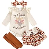 FYBITBO Newborn Baby Girl Christmas Outfits Cute Letter Romper Ruffle Plaid Skirt Dress Infant Christmas Outfit Clothes Set