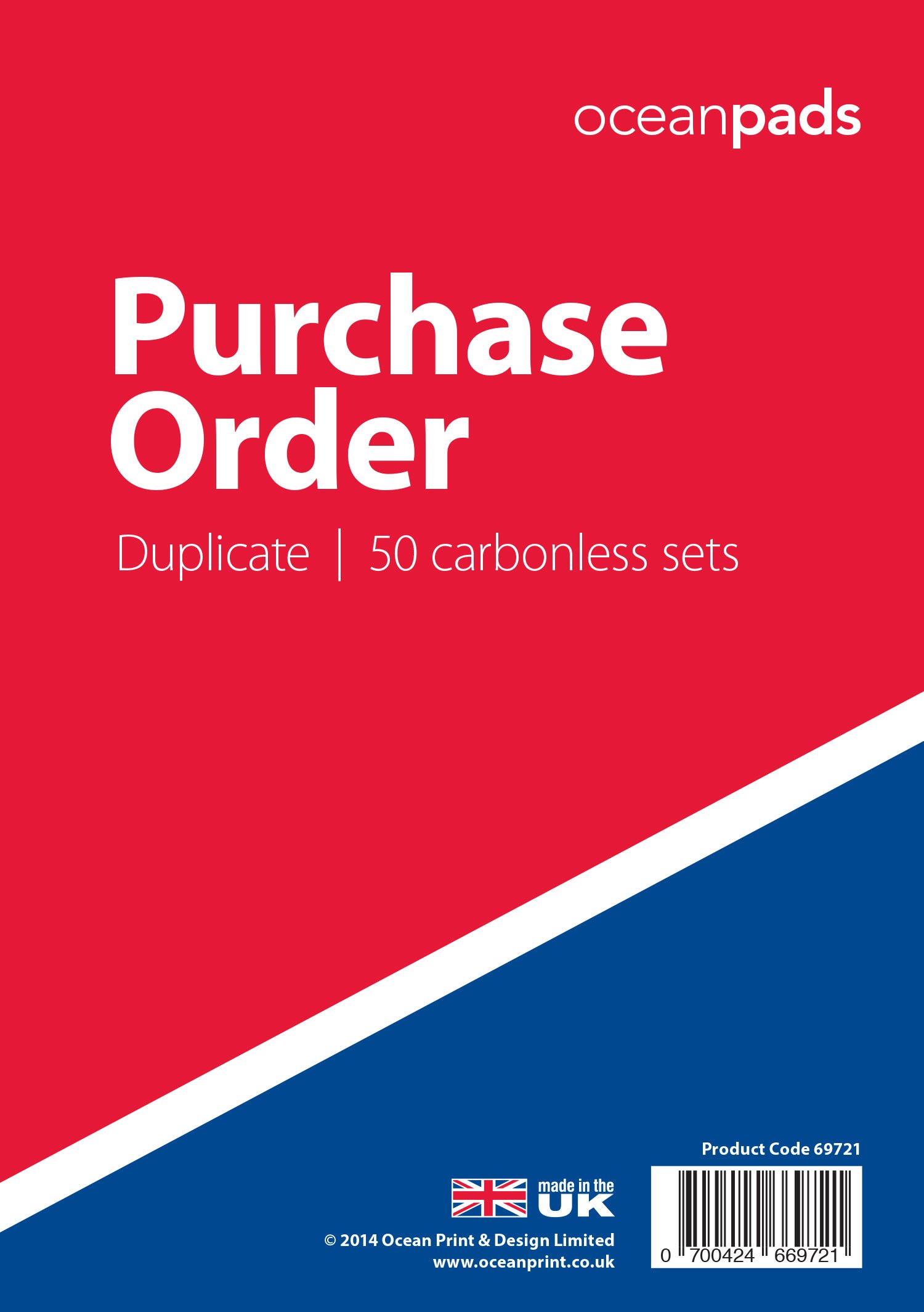 Ocean Pads Purchase Order Book Duplicate, A5 148 x 210mm, 2-Part Carbonless (69721)