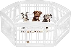IRIS USA 24" Exercise 6-Panel Pet Playpen with Door, Dog Playpen For Puppy Small Dogs Keep Pets Secure Easy Assemble Easy Sto