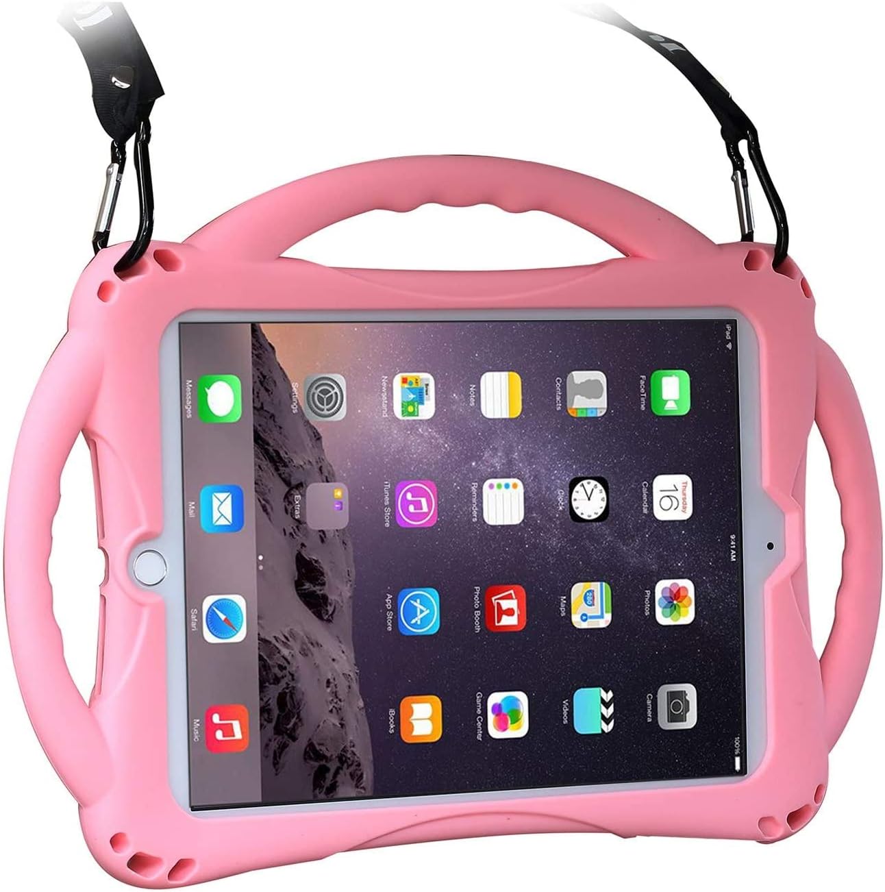 TopEsct Kids Case for iPad 6th/5th Gen, iPad Air/Air 2 & iPad Pro 9.7 inch, Built-in Handle Stand Comes with a Strap