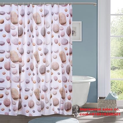 HISCIN Impression PVC Printed 6 ft Shower Curtain Hooks, 180 x 180 cm (Multicolour)