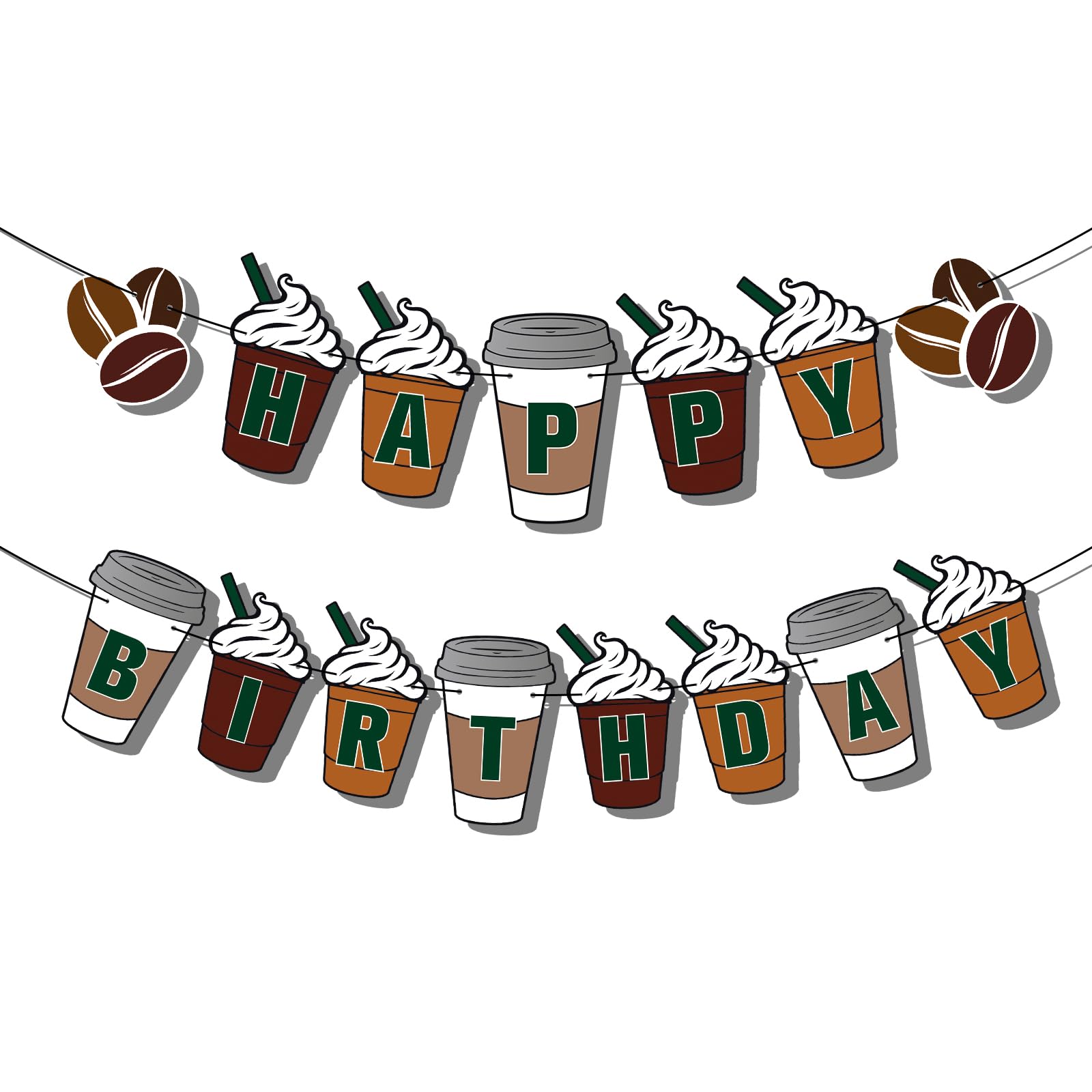 Photo 1 of Happy birthday banner, Pre-String Coffee Themed Party Decorations Frappe Coffee Birthday Decorations for Coffee Party Supplies