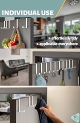 Menz Over Door Hanger Set of 10 White 3.6/4.6 cm No-Drill Hooks view 4