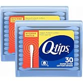Q-tips Cotton Swabs, Hygiene Shield Travel Size Toiletries, for First Aid, Beauty and Baby, 100% Cotton, 30 Count (Pack of 2)