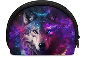 ZOUTAIRONG Wolf Coin Purse for Boys Kids Mini Pouch Zipper Change Holder Galaxy Small Wallet for Shopping Travel Party Coin Purse Pouch Money Bag Organizer Purple Star