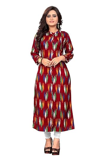 Navabi Export Womens Rayon Printed Maroon Color Kurti(VF-KU-191)