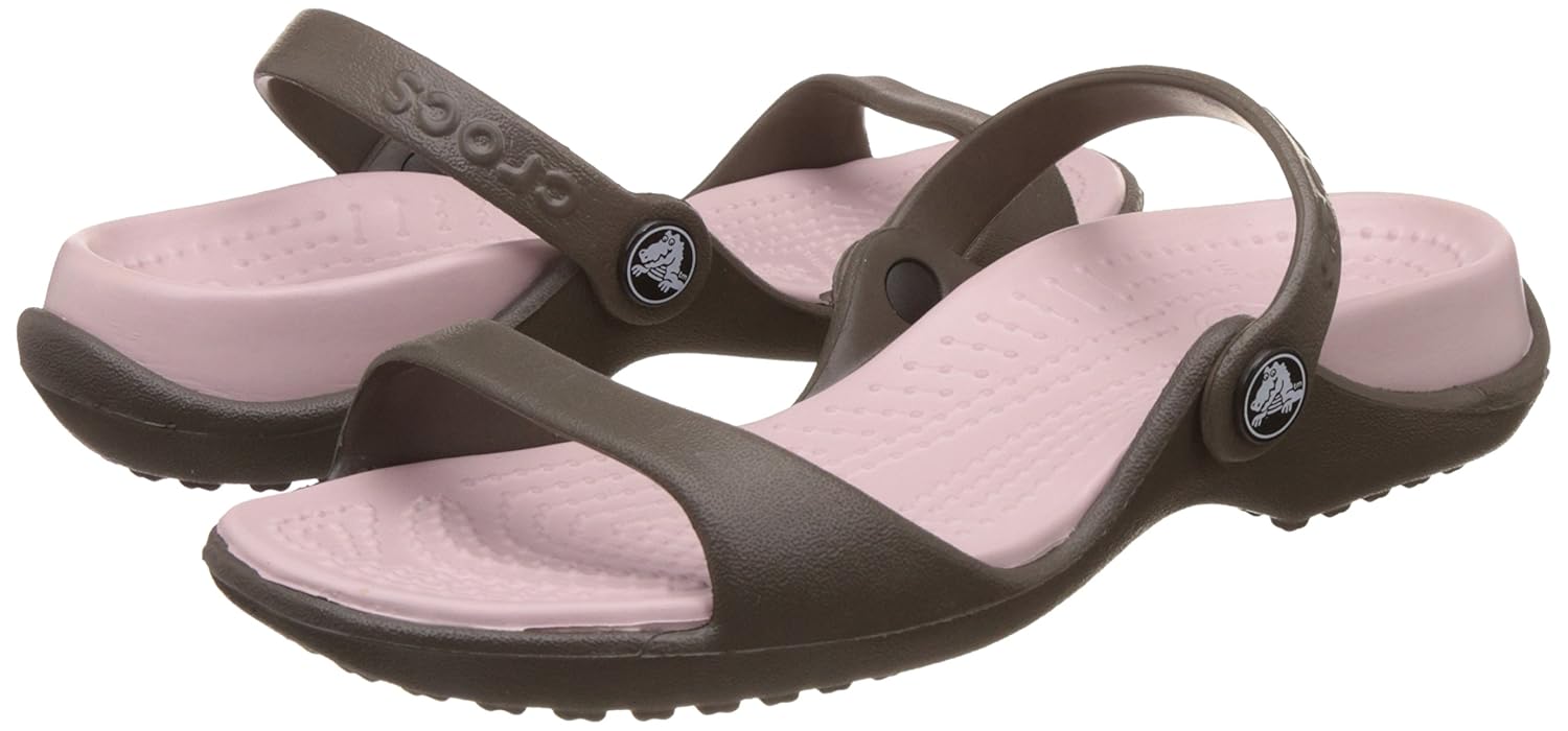 crocs women's cleo chocolate and cotton candy rubber fashion casual slippers