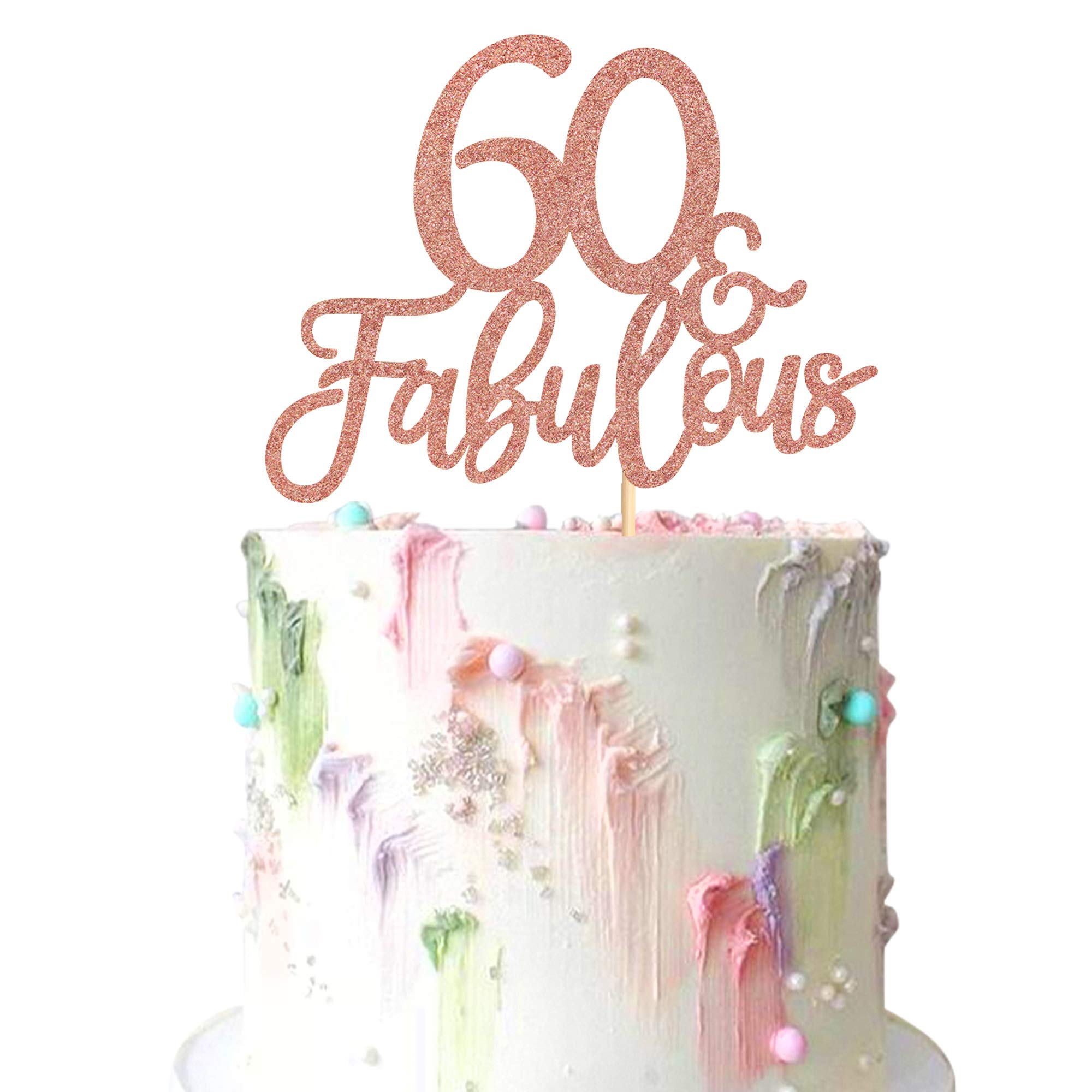 Blumomon Rose Gold Glittery 60th Birthday Cake Topper - 3 Pack