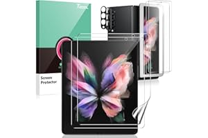 TOCOL [6 Items Designed for Samsung Galaxy Z Fold 3 5G- 2 Pack Front Tempered Glass Screen Protector + 2 Pack Inside TPU Screen Protector + 2 Pack Tempered Glass Camera Lens Protector, Bubble Free