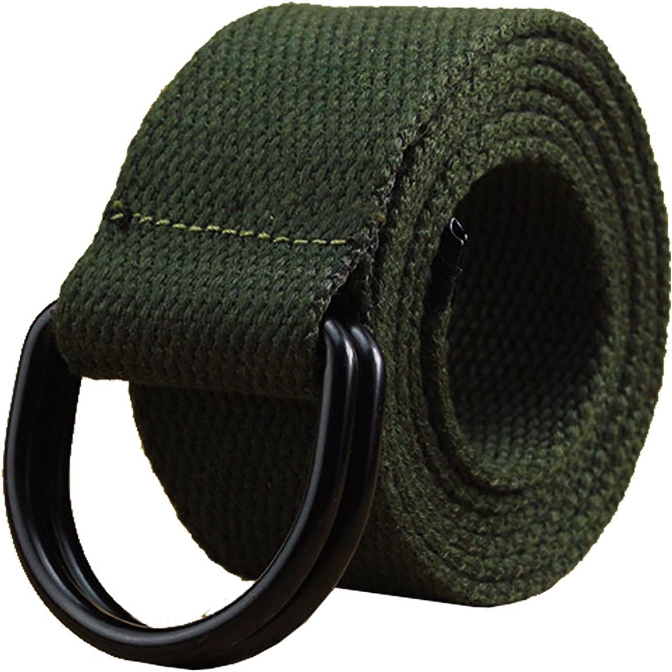 maikun Mens & Womens Canvas Belt with Black D-ring Buckle 1 1/2" Wide Solid Color Fabric Belt for Men