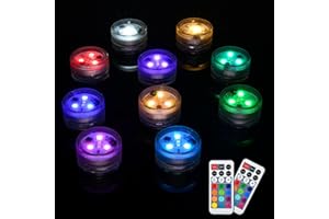 IMODOMIO Mini Submersible LED Tea Lights - Waterproof Flameless Led Lights Battery Powered, Small Led Candle Light for Halloween Pumpkin, Vase, Hot Tub, Pool, Party, Lantern, Wedding Decor (Multi-Colored)