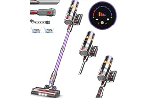 ORFELD Cordless Vacuum Cleaner, 500W/40Kpa Stick Vacuum with Smart Display, Max 60Mins Runtime & Auto Mode, Anti-Tangle Vacuum Cleaner for Home, Lightweight Vacuum for Pet Hair Carpet Hardwood Floor