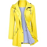 Zcfire Women Rain Jacket Waterproof Long Hooded Windbreaker Lined Lightweight Outdoor Hiking Raincoat Trench Coats S-XXL