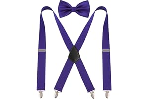 Alizeal Men's 1.37 inch Suspender and Pre-tied Bow Tie Set