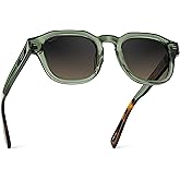 WMP Eyewear – Men’s Square Polarized Sunglasses: Thick Acetate Frame, Bold Geometric Shape, 5-Barrel Hinges, Retro 60s Design