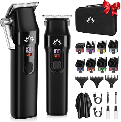Tagliacapelli da uomo senza fili Trimmer per barba professionale con lama a T trimmer ricaricabile USB Kit per la toelettatura dei capelli Set di tagliacapelli da barbiere Display a LED