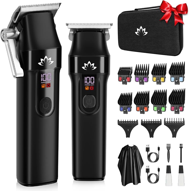 Tagliacapelli da uomo senza fili Trimmer per barba professionale con lama a T trimmer ricaricabile USB Kit per la toelettatura dei capelli Set di tagliacapelli da barbiere Display a LED