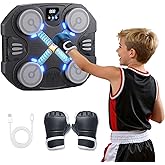 Music Boxing Machine for Kids, Wall Mounted Punching Target with LED Lights & Boxing Gloves, Boys Gifts Age 3-16, Fun Fitness Equipment Birthday Gifts for Teen Boys, Indoor Home,Office,Gym Active Play