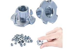 Bolt Dropper 3/8"-16 T-Nuts - 100 Pack Zinc-Plated Steel Tee Nuts with 7/16-Inch Barrel Length - Rust-Resistant Threaded Inserts for Wood Projects, Rock Climbing Holds and Cabinetry Applications