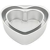 LepoHome Heart Shaped Cake Pans, 2 Pack Aluminum Heart Cake Pans Set of 6 inch and 8 inch Baking Cake Mold with Removable Bottom for Kitchen Birthdays Party Wedding