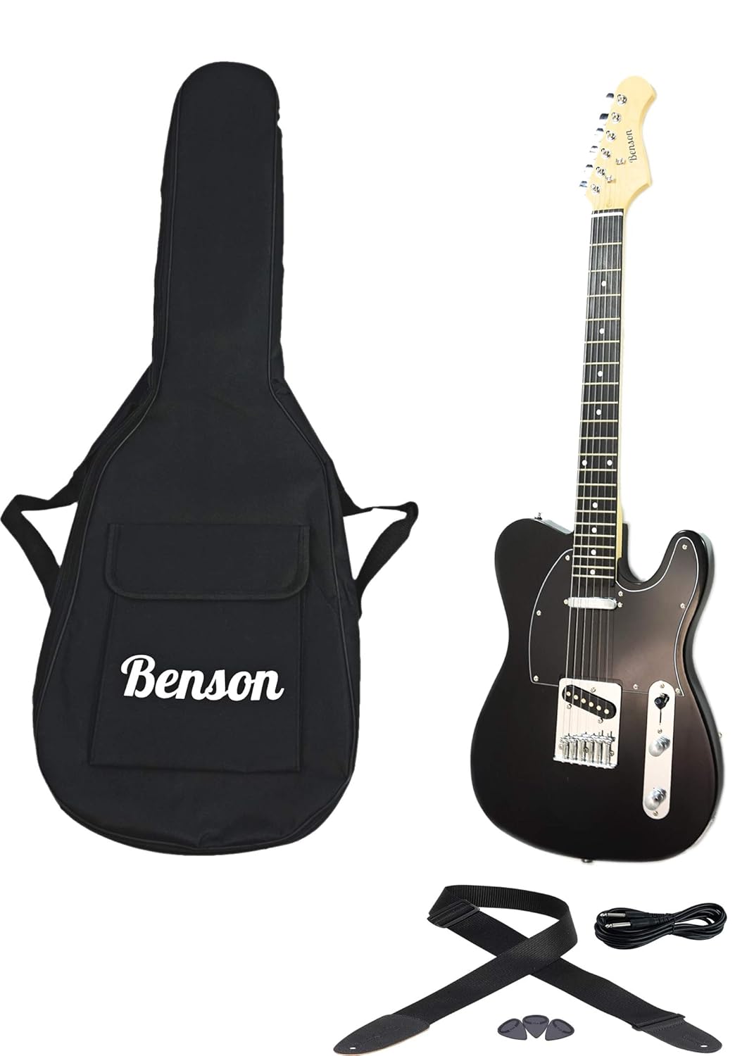 Benson TL (tele) Deluxe Metallic Black electric guitar package Amazon