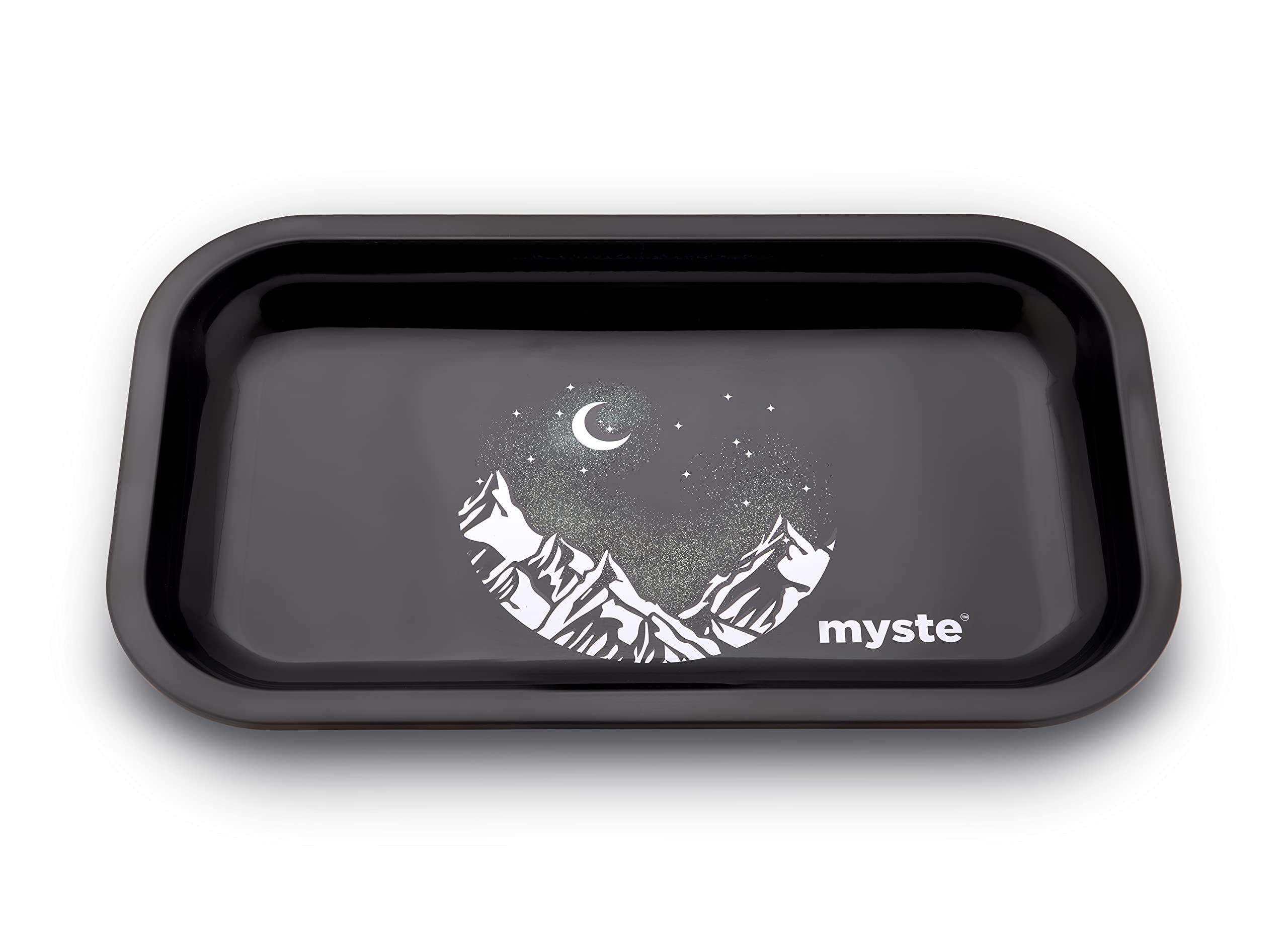 MYSTE Metal Rolling Tray Large 27 cm x 16 cm, Premium with Rounded Edges, Black, [pairable with the grinder]
